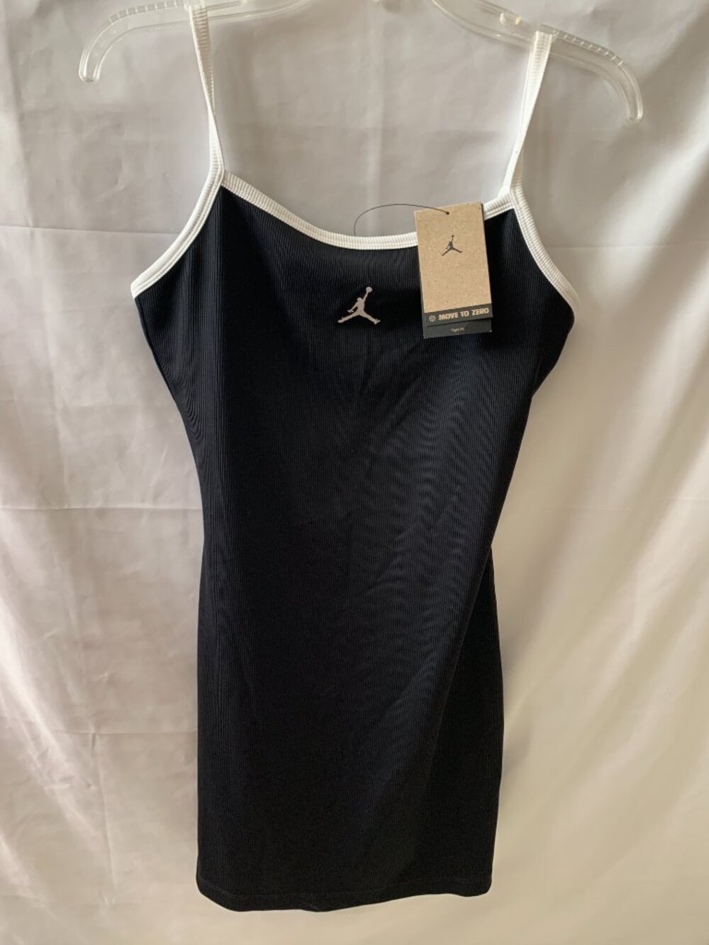NIKE JORDAN Slim Ribbed Mini Tank Dress in Black/White Sz MEDIUM